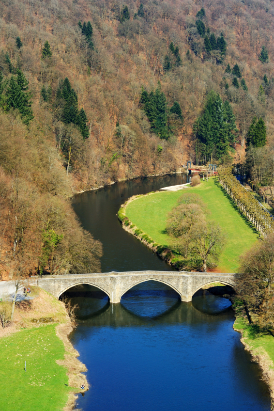 bridge and river landscape in Bouillon, Ardennes Belgium